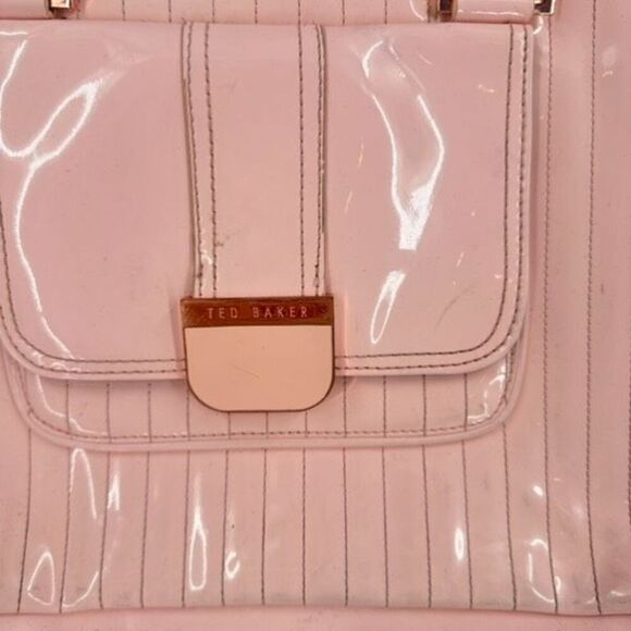 Ted Baker London Women's Patent Leather Quilted Tote Handbag Pink Size Large‎ - Picture 3 of 16